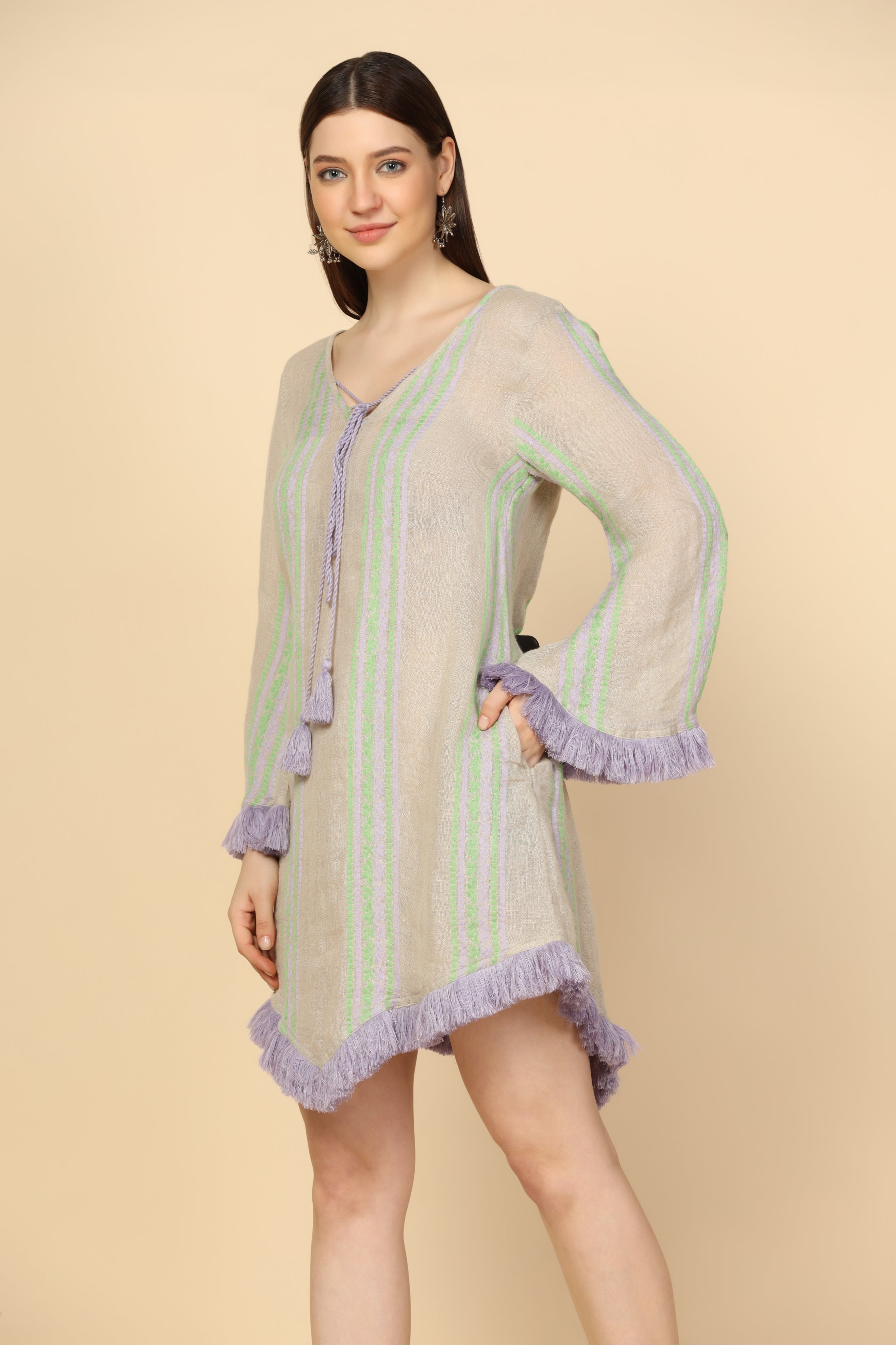 GONI STRIPED MINI DRESS