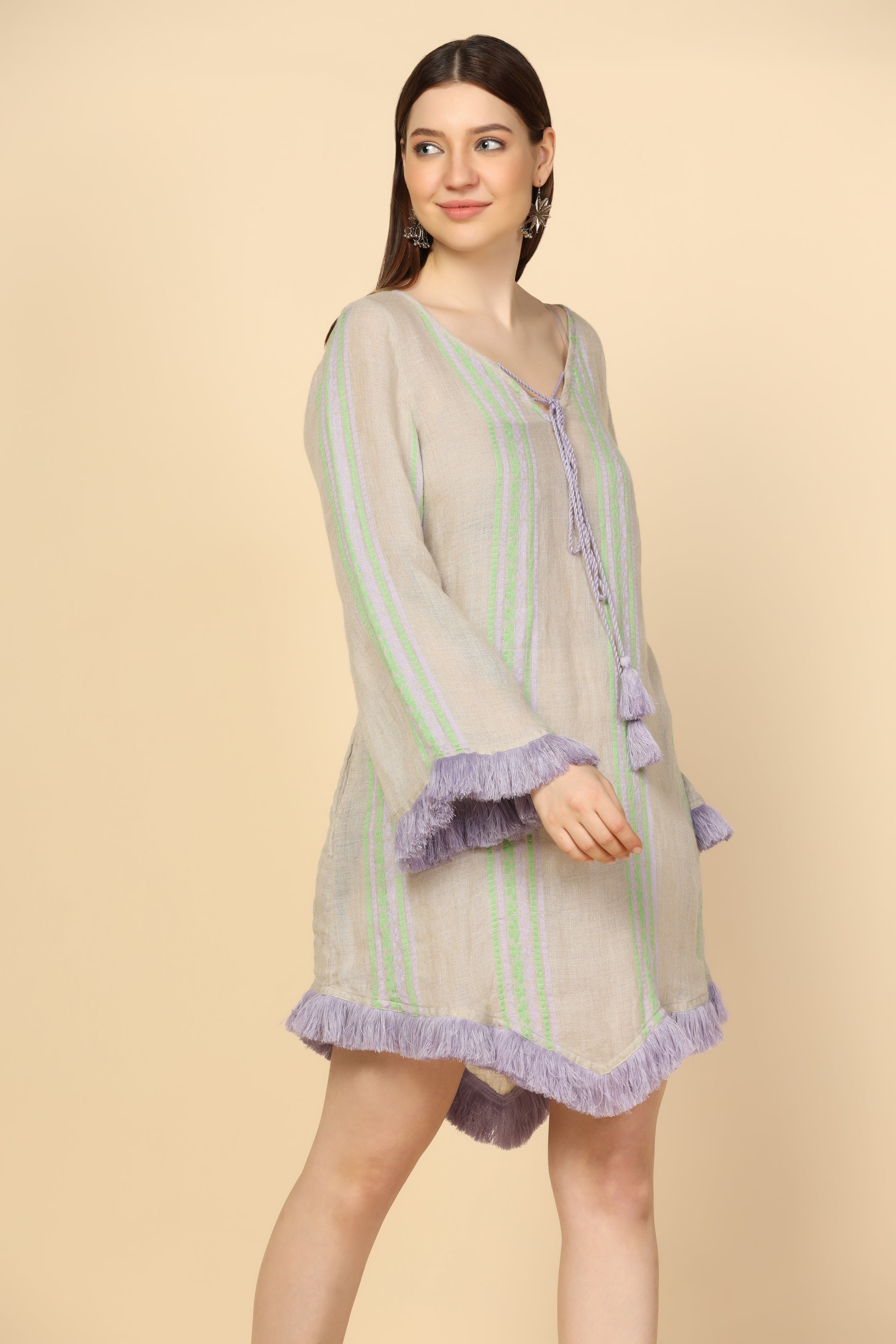 GONI STRIPED MINI DRESS