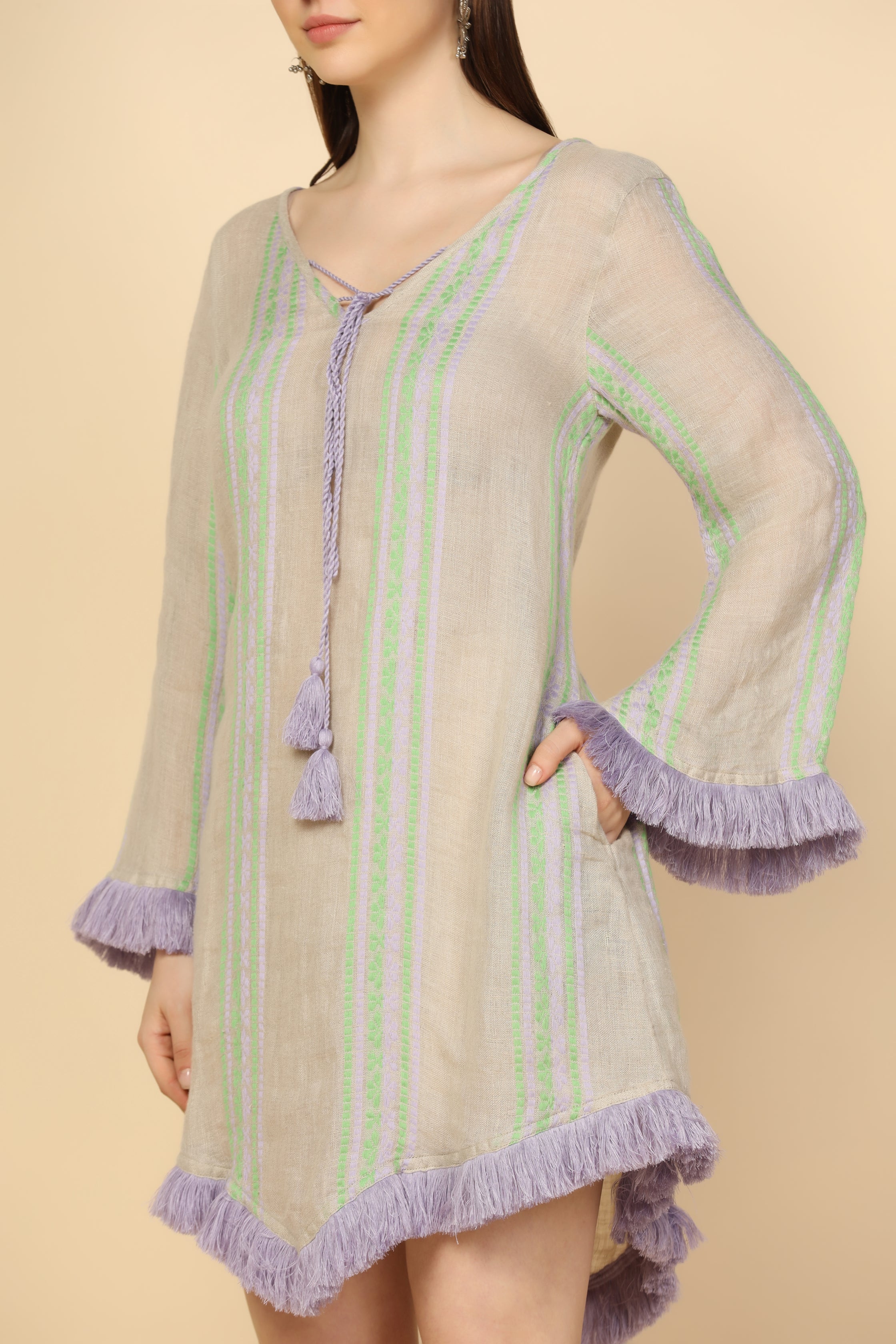 GONI STRIPED MINI DRESS