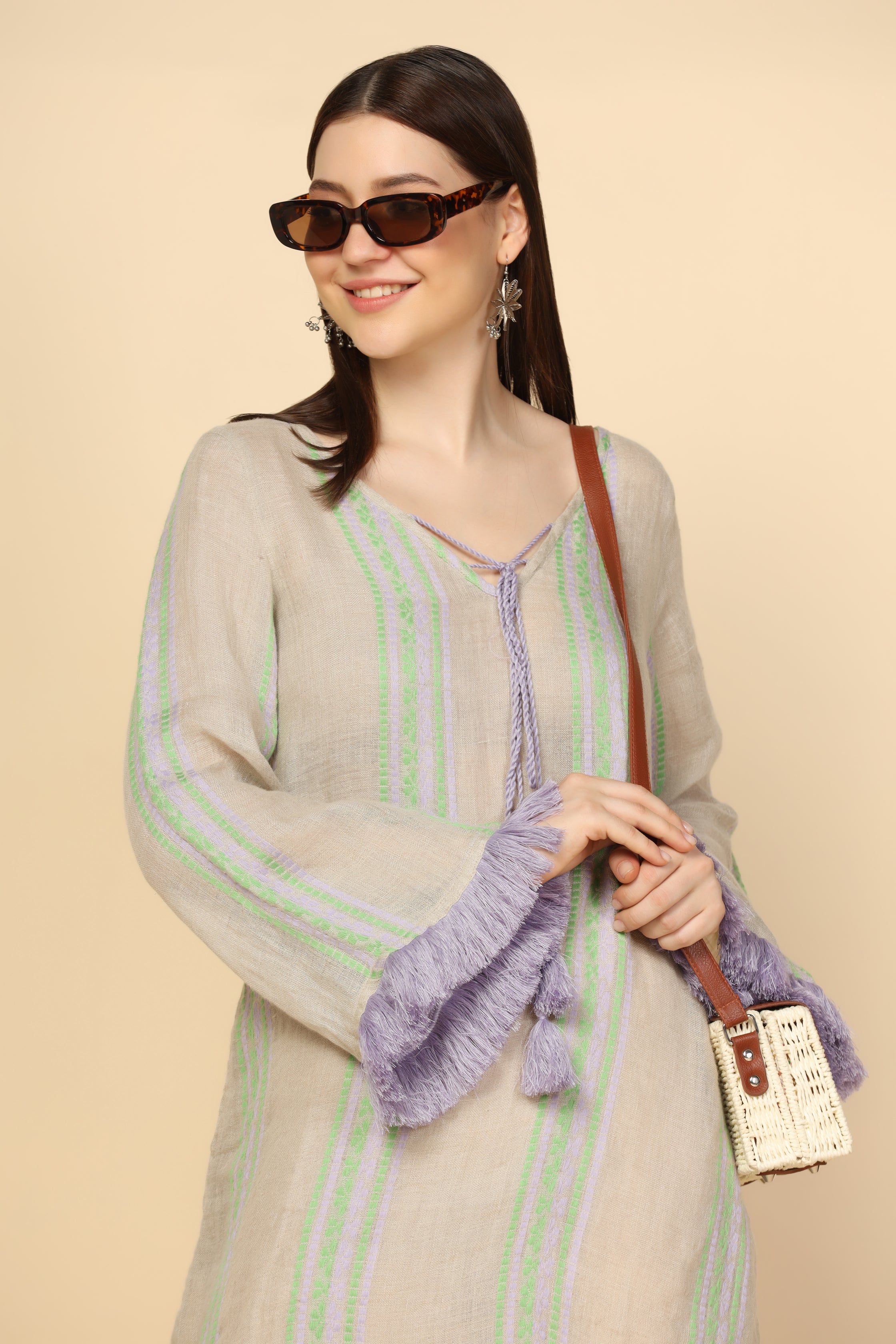 GONI STRIPED MINI DRESS