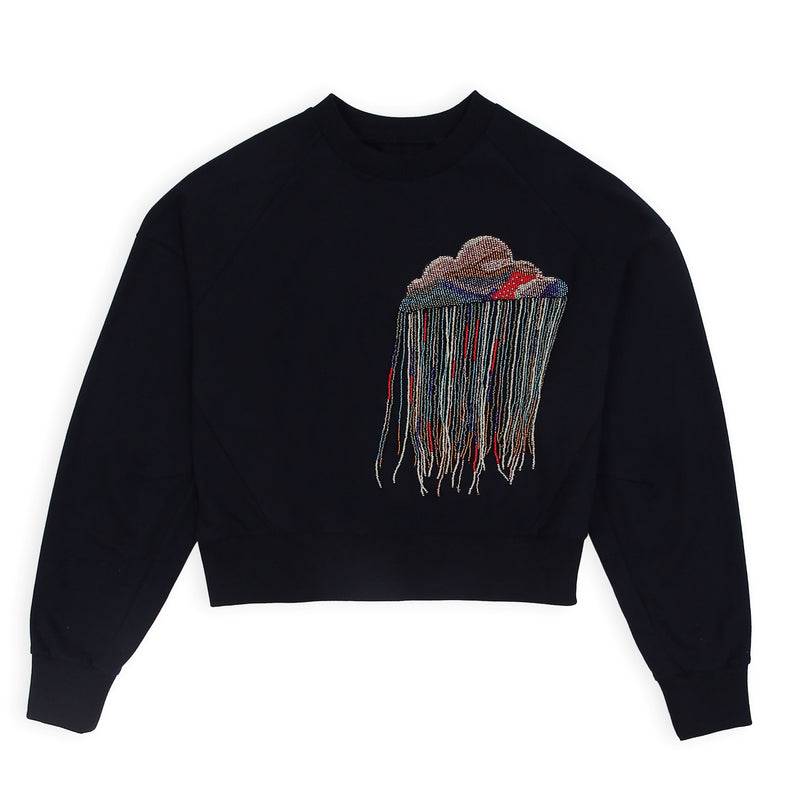 ASH HAND EMBRIODERY SWEATSHIRT NAVY