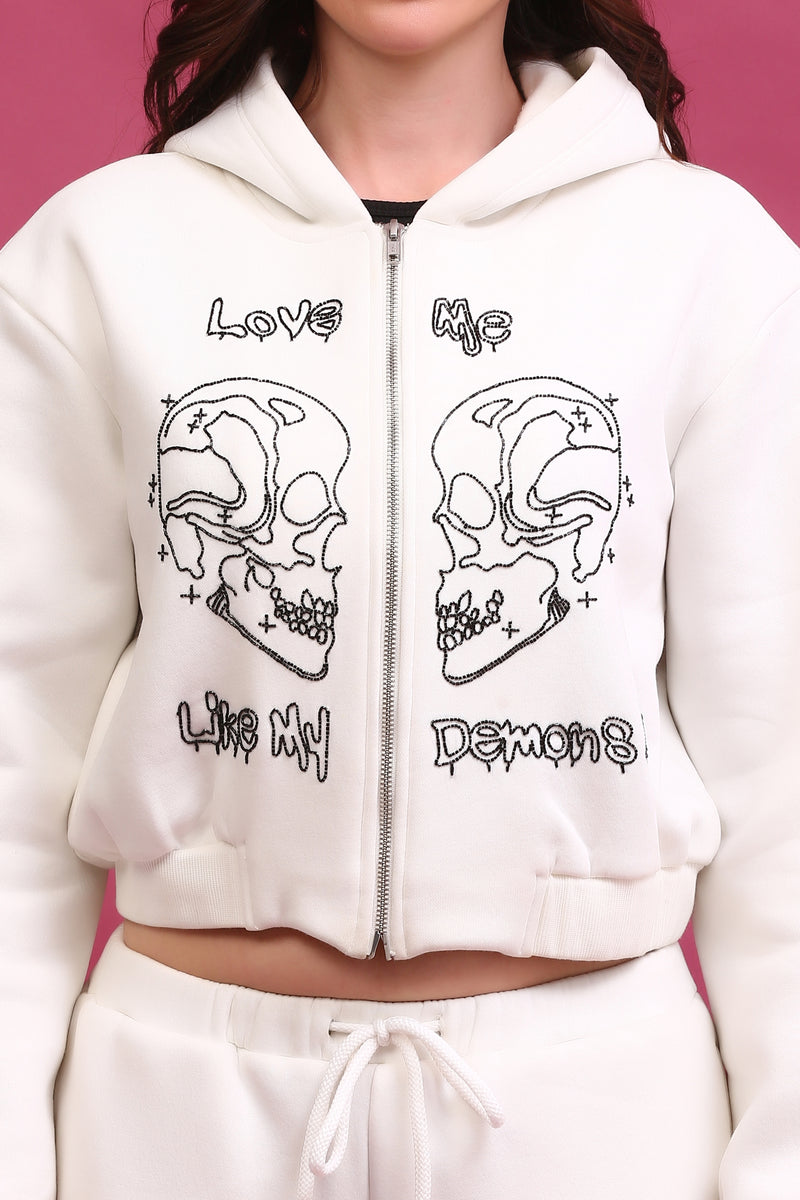 AMELIA LOVE ZIPPER HOODIE OFF-WHITE