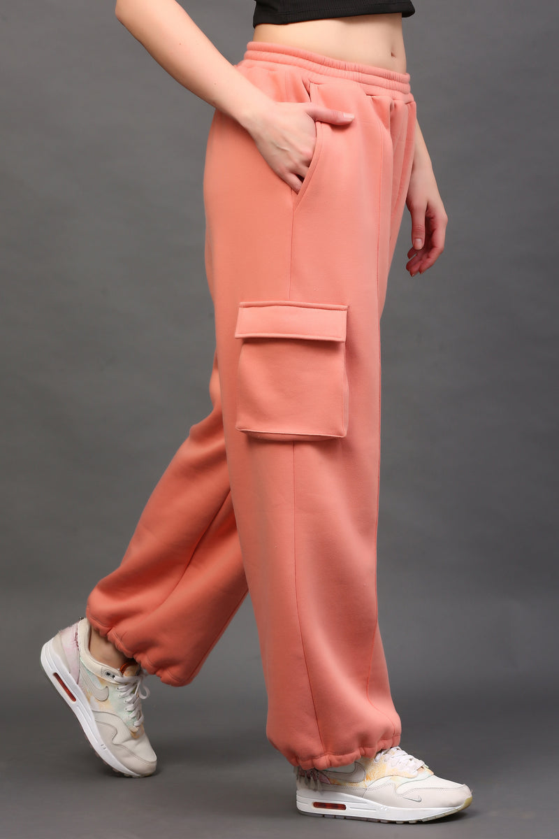 WIDE LEG CARGO SWEATPANT PEACH