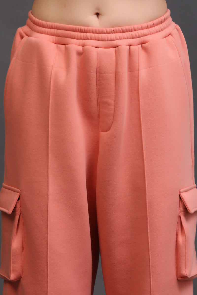 WIDE LEG CARGO SWEATPANT PEACH