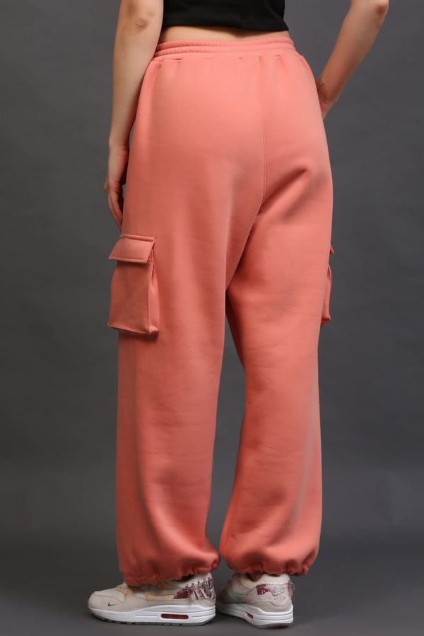 WIDE LEG CARGO SWEATPANT PEACH