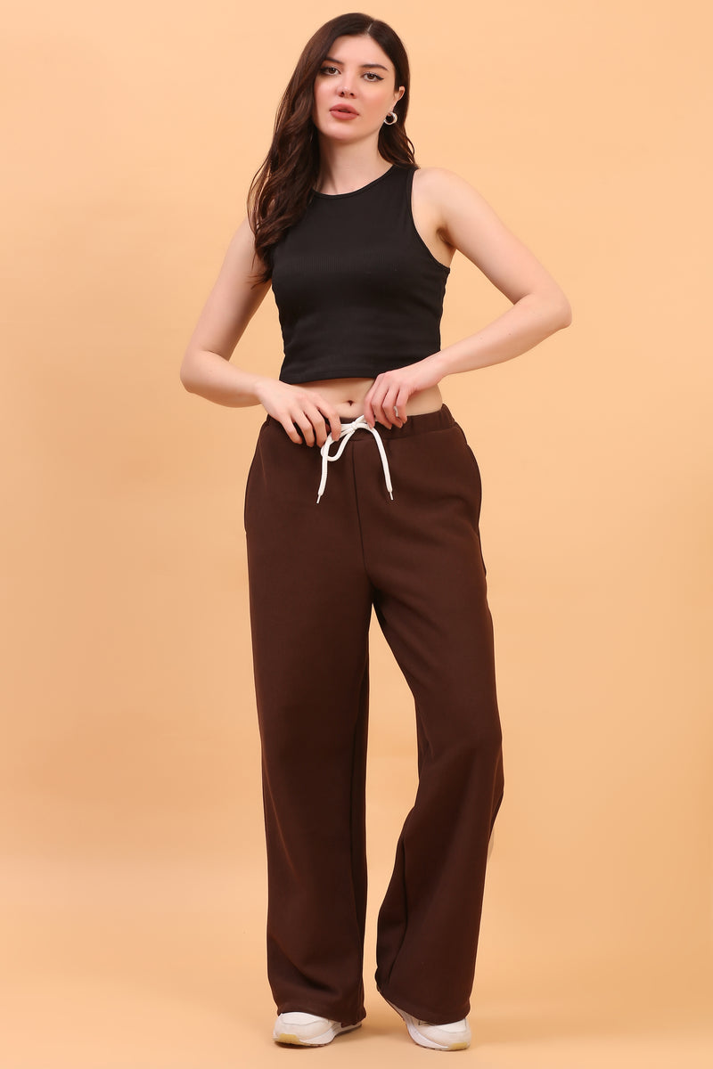 WIDE LEG SWEATPANT BROWN