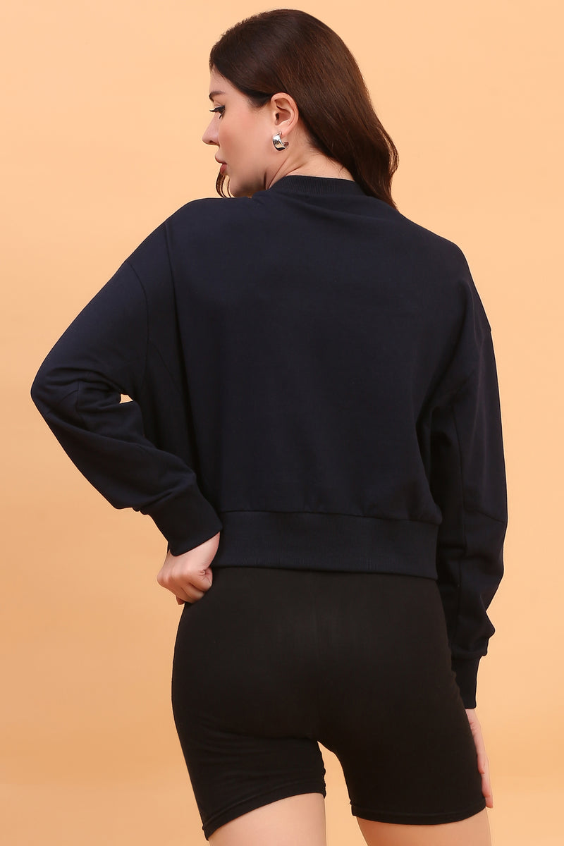 ASH HAND EMBRIODERY SWEATSHIRT NAVY