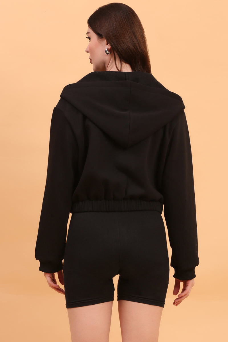 AMELIA LOVE ZIPPER HOODIE BLACK