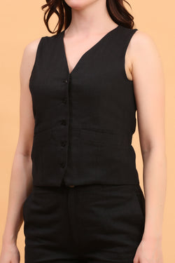 MIDNIGHT ESSENCE LINEN VEST