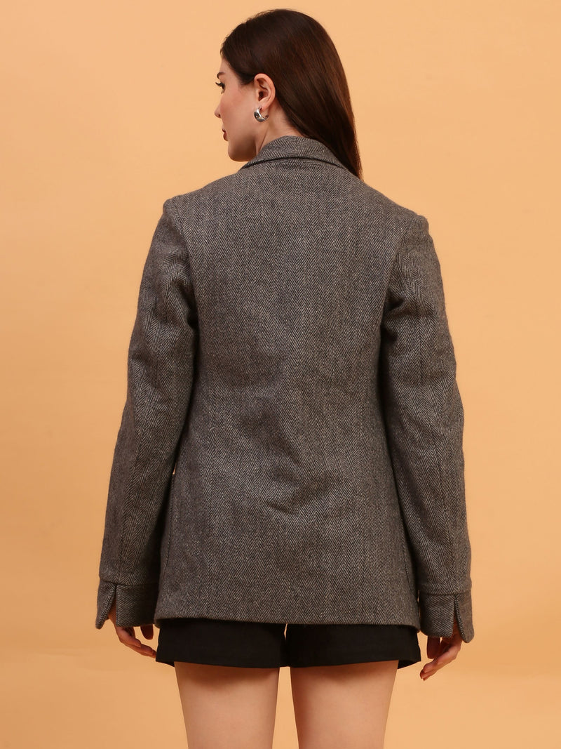 SLATE HERRINGBONE BLAZER