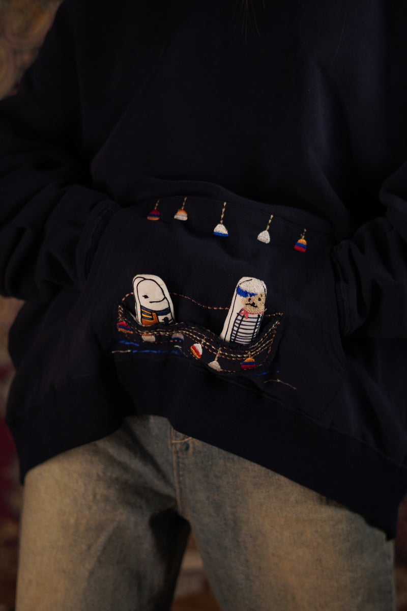 ARIA EMBROIDERED HOODIE NAVY