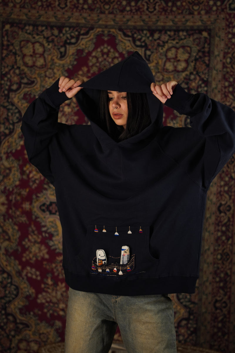 ARIA EMBROIDERED HOODIE NAVY