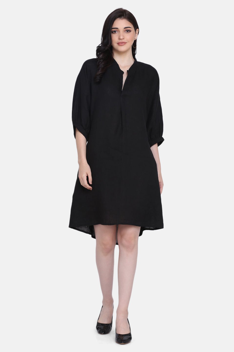 SARRIAH FLARED LINEN DRESS