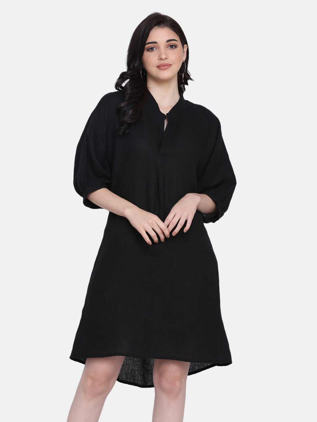SARRIAH FLARED LINEN DRESS