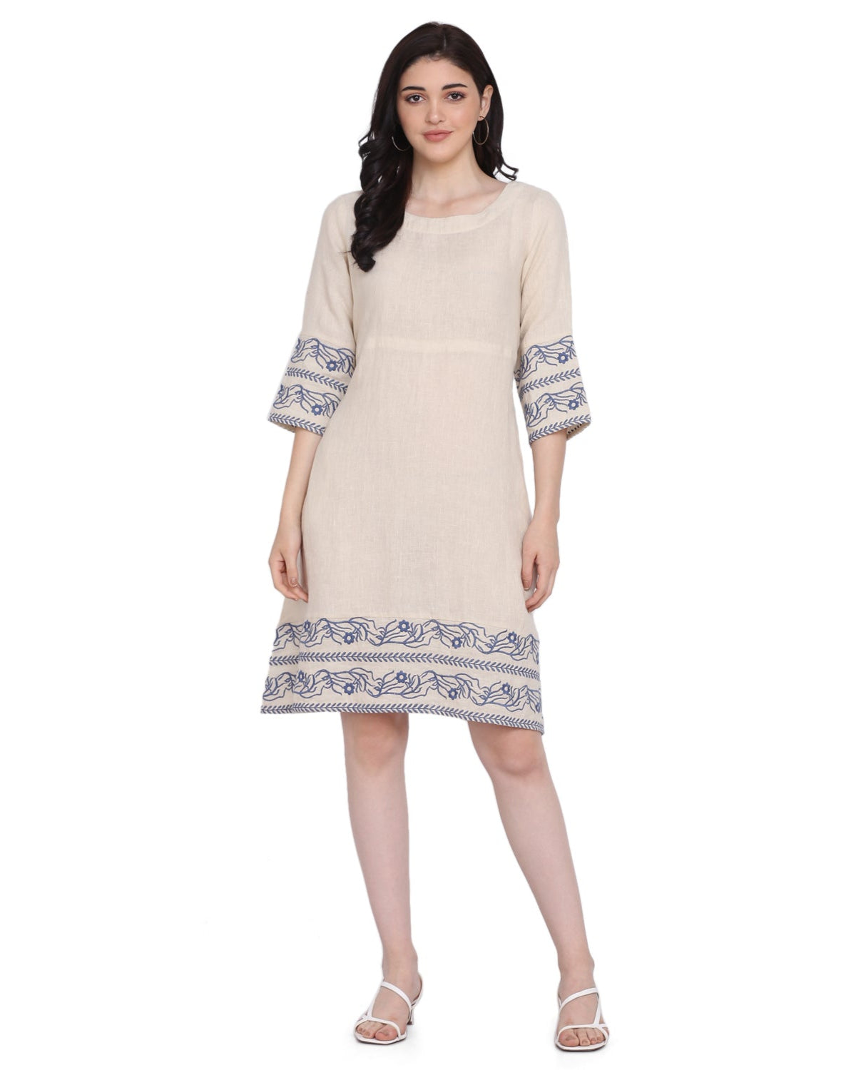 LILLIAN EMBROIDERED DRESS - Natural