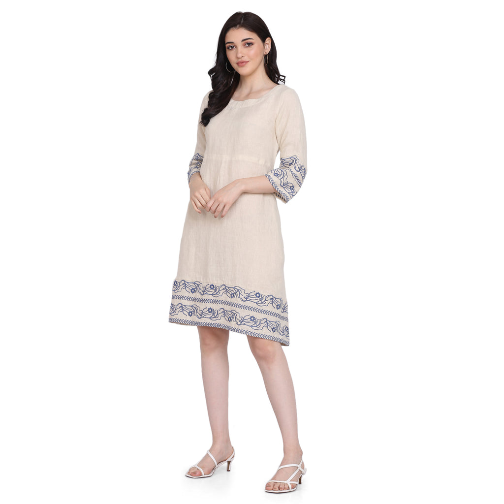 LILLIAN EMBROIDERED DRESS - Natural