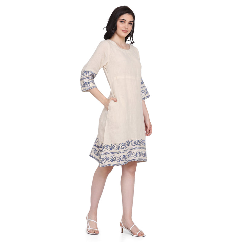LILLIAN EMBROIDERED DRESS - Natural