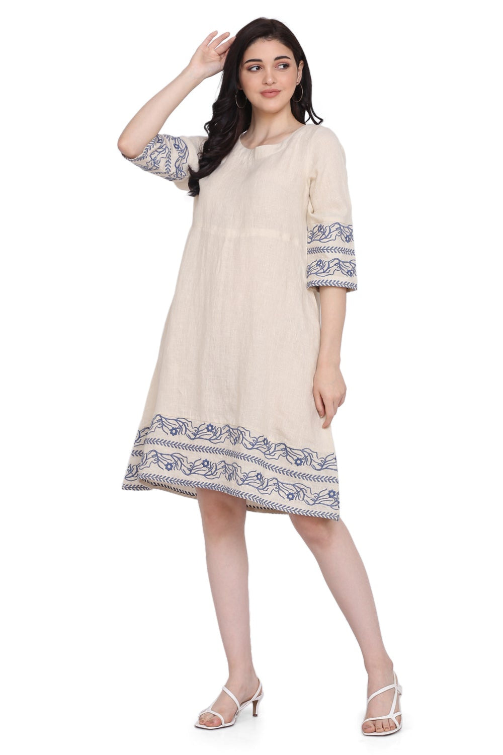 LILLIAN EMBROIDERED DRESS - Natural