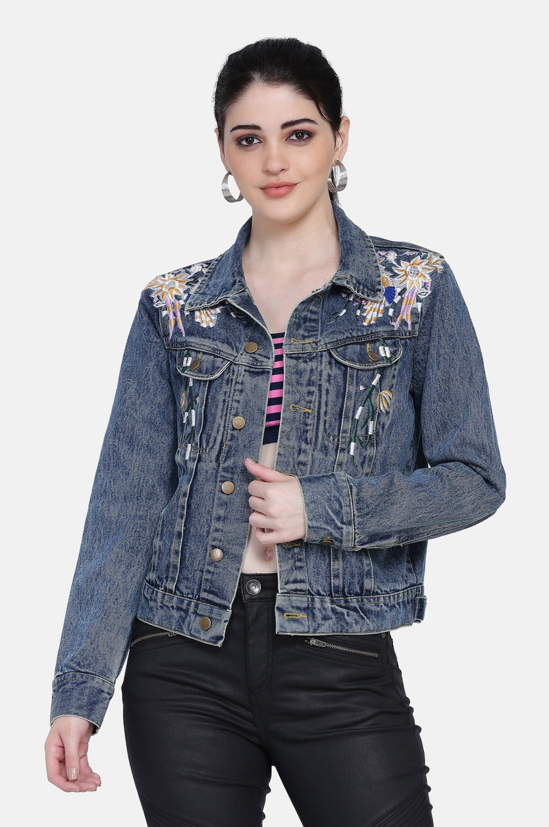 MAYA EMBROIDERED DENIM JACKET