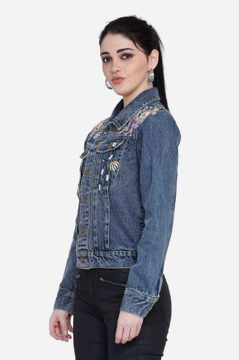 MAYA EMBROIDERED DENIM JACKET