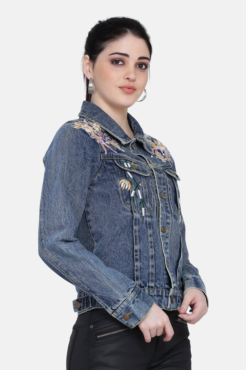 MAYA EMBROIDERED DENIM JACKET