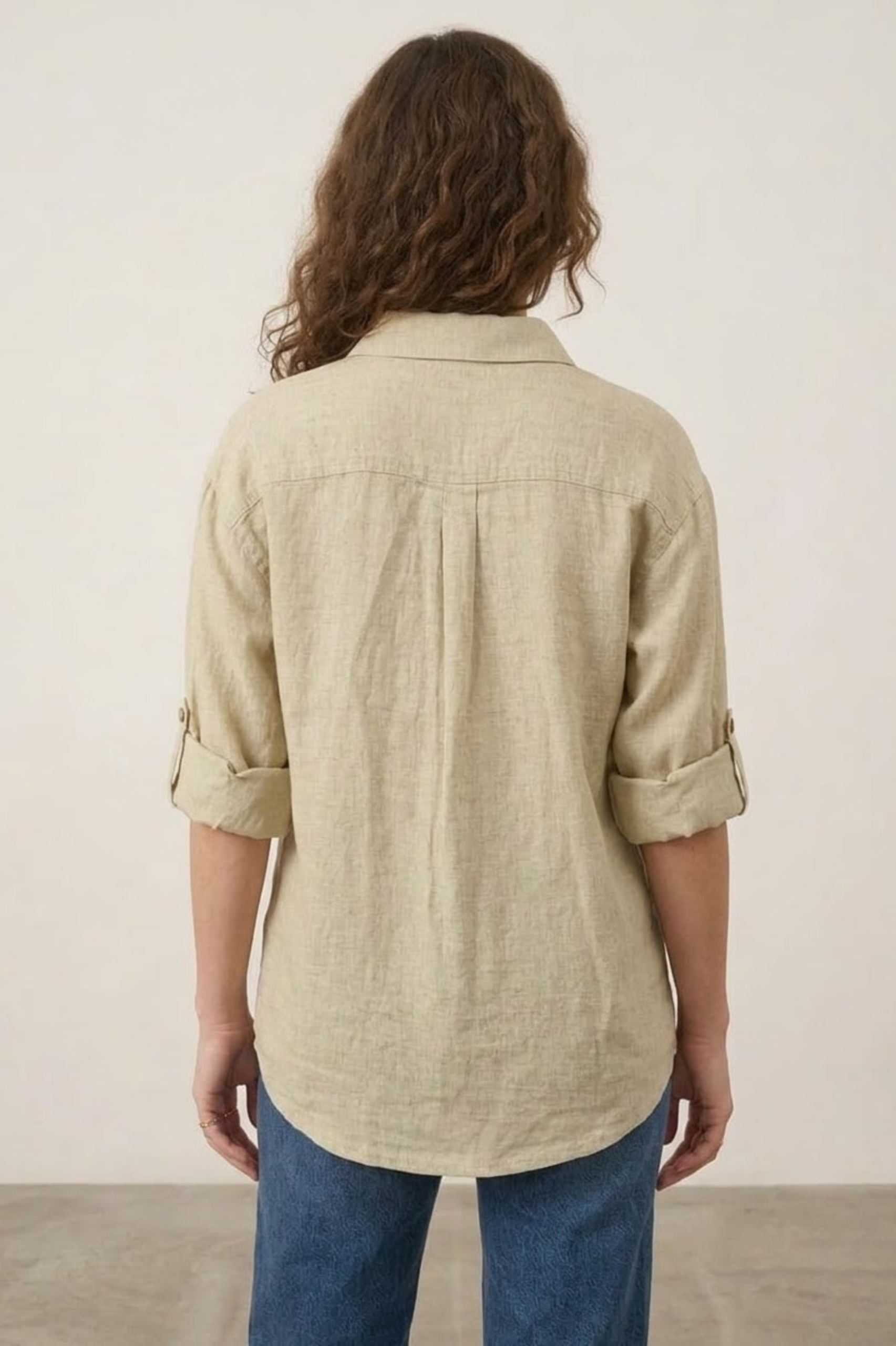 Beige Pure Linen Lightweight Shirt view 2