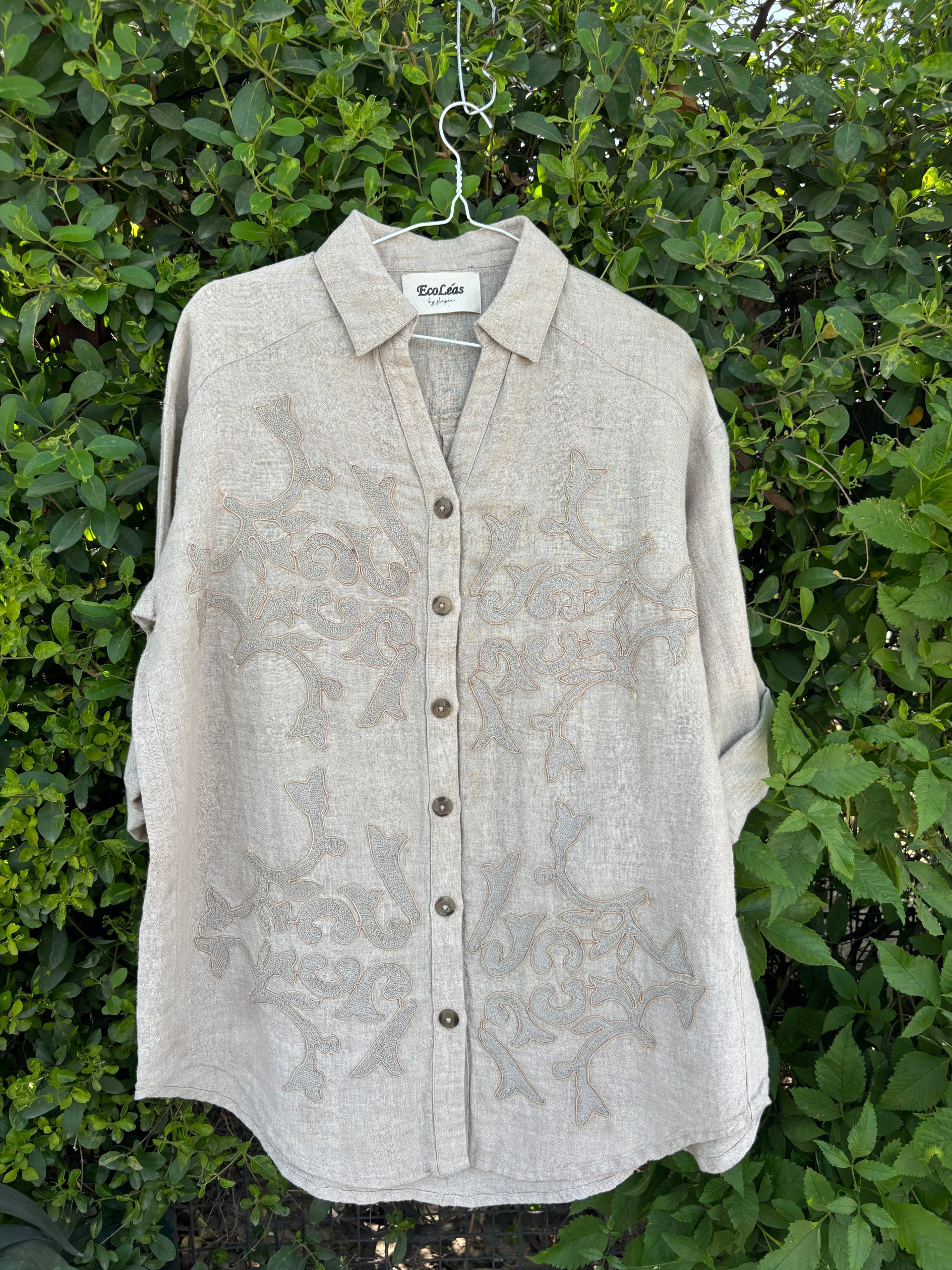 Beige Pure Linen Lightweight Shirt view 4