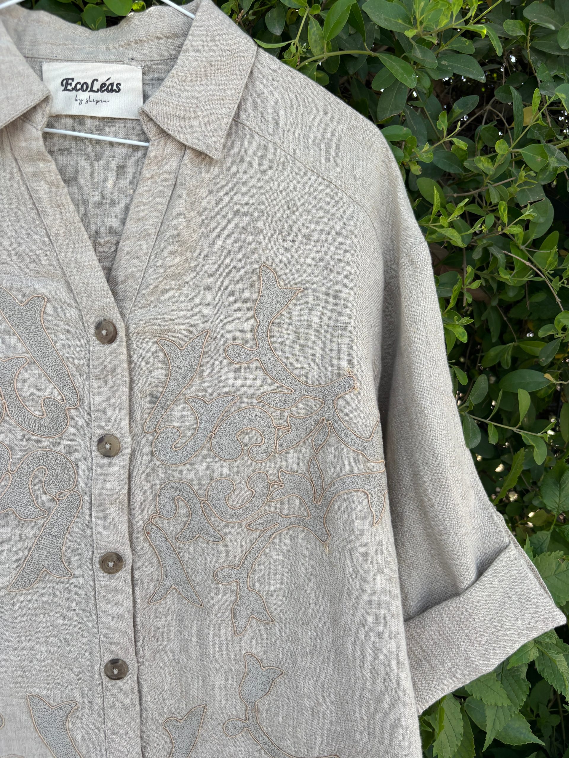 Beige Pure Linen Lightweight Shirt view 5