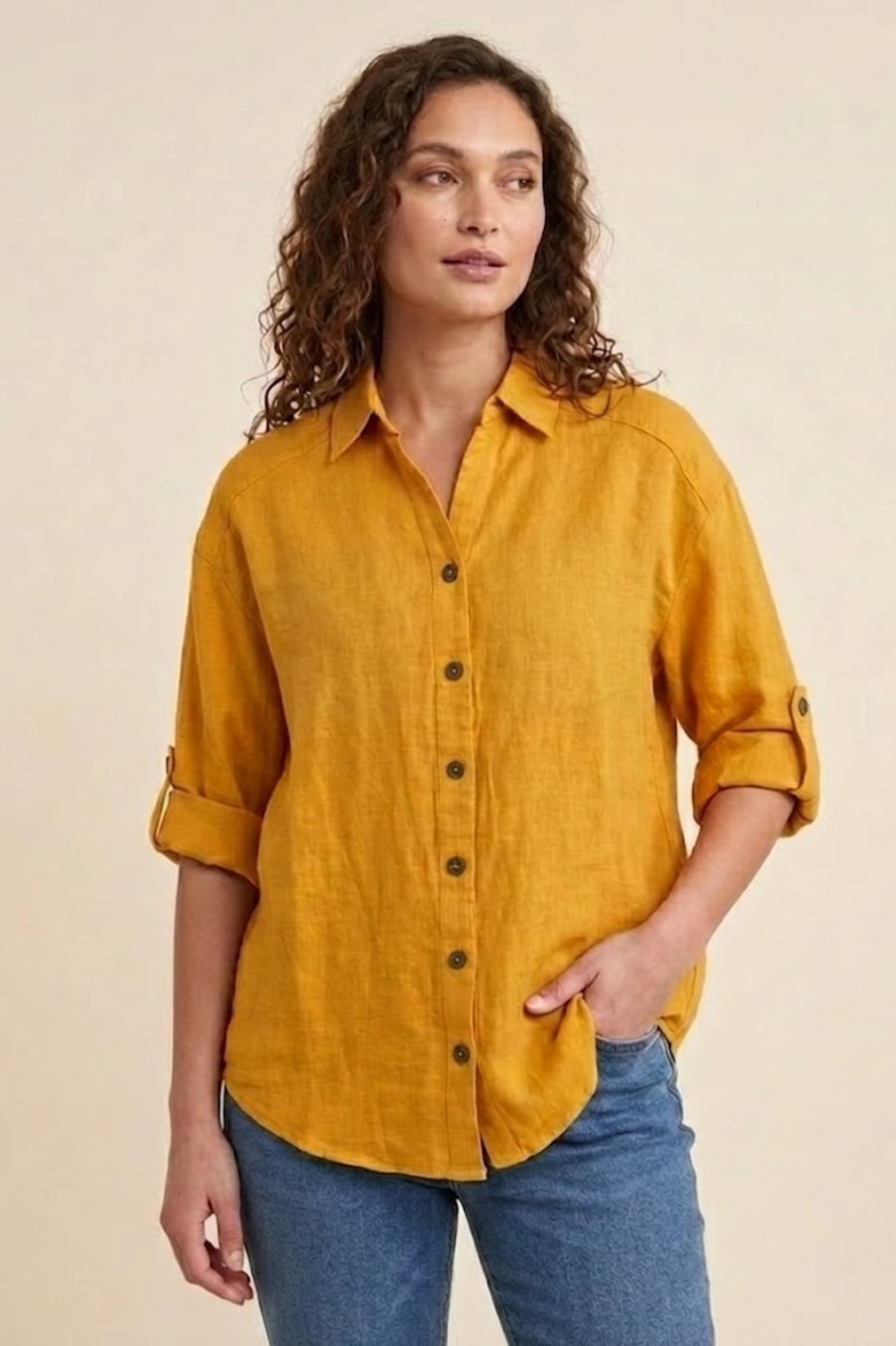Lightweight Pure Linen Button-Down Shirt