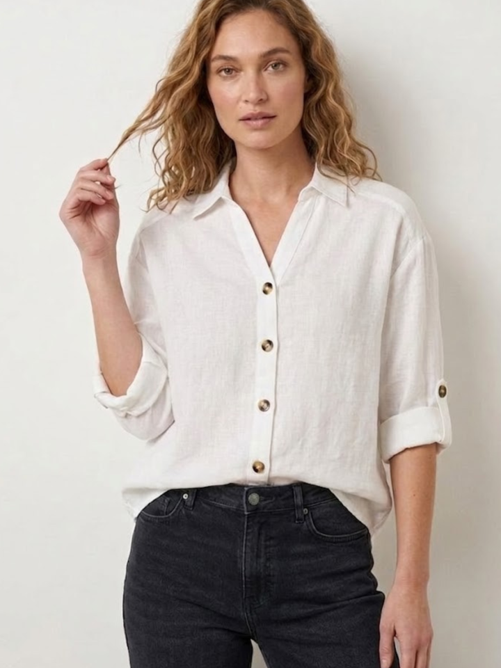 White 100% Linen Shirt for Ladies | The summer staple