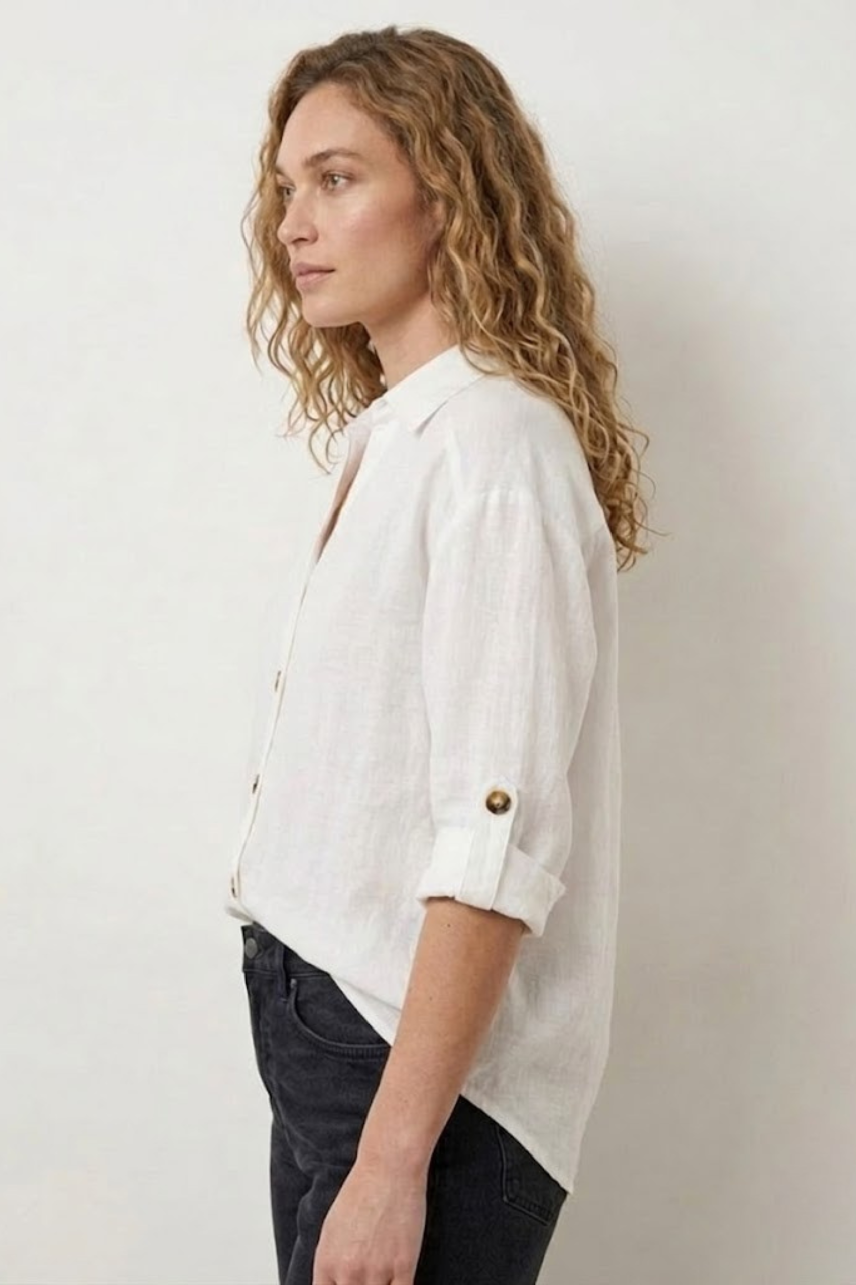 White Pure Linen Summer Shirt view 2