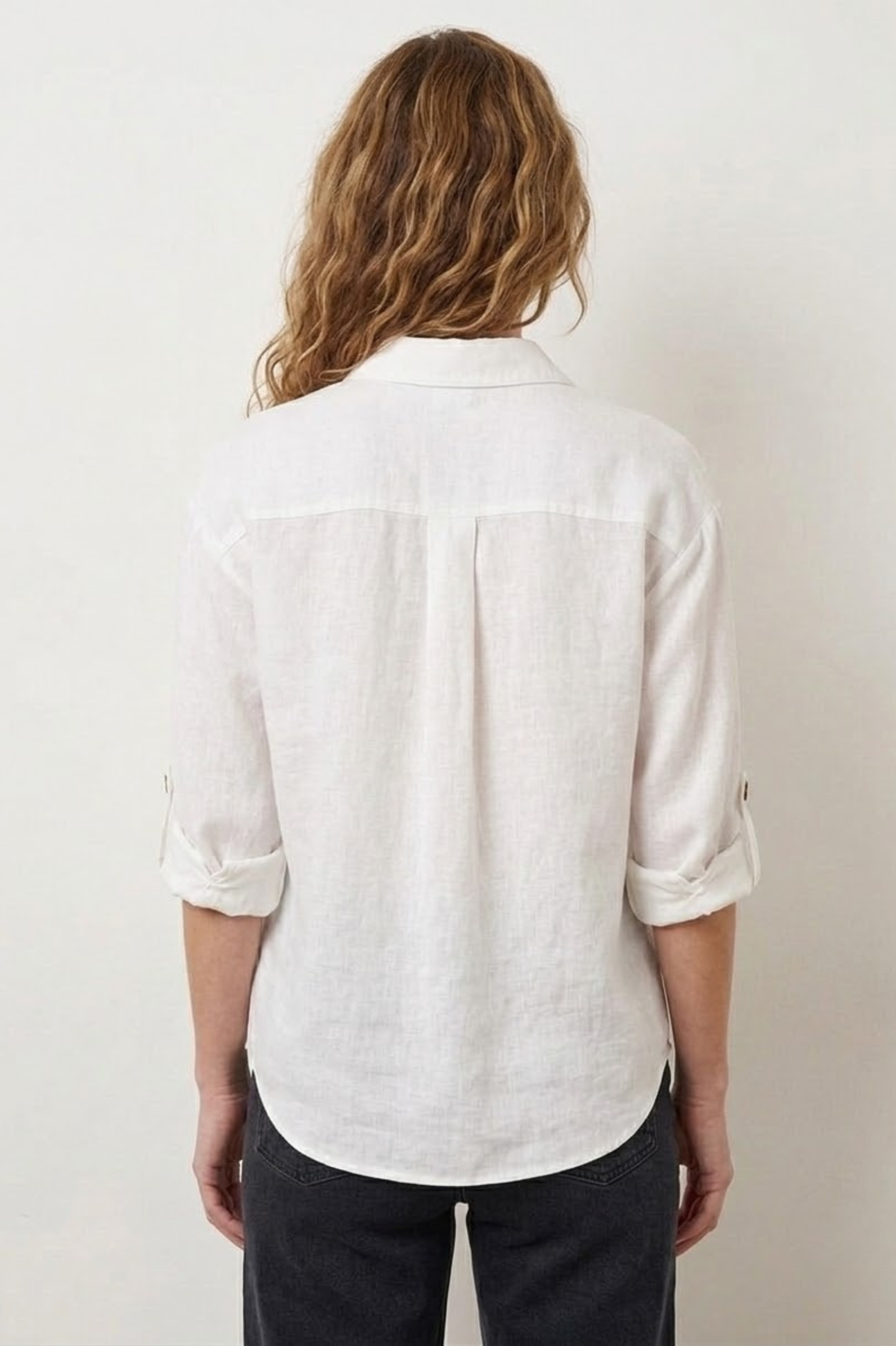 White Pure Linen Summer Shirt view 3