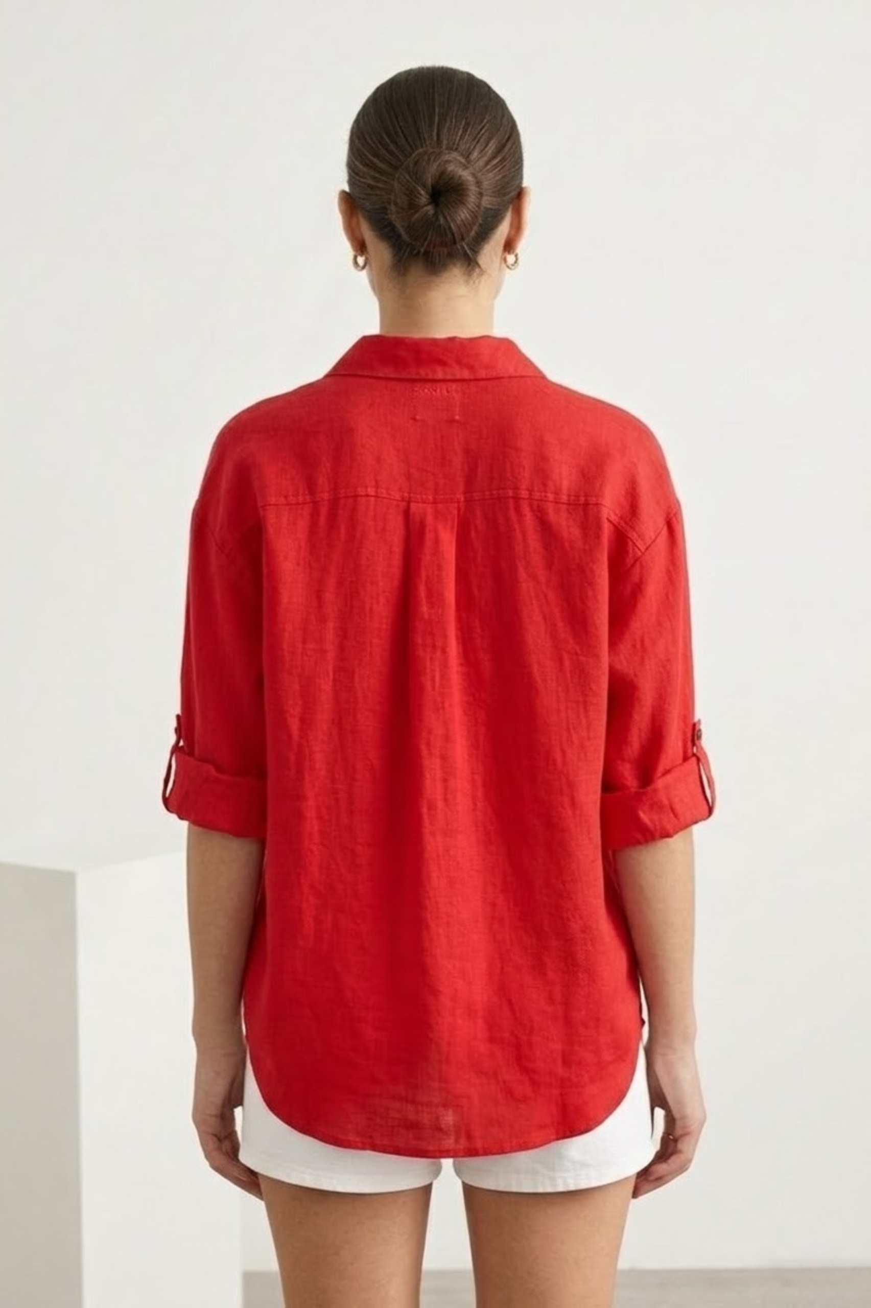 Women’s Red Pure Linen Shirt view 2