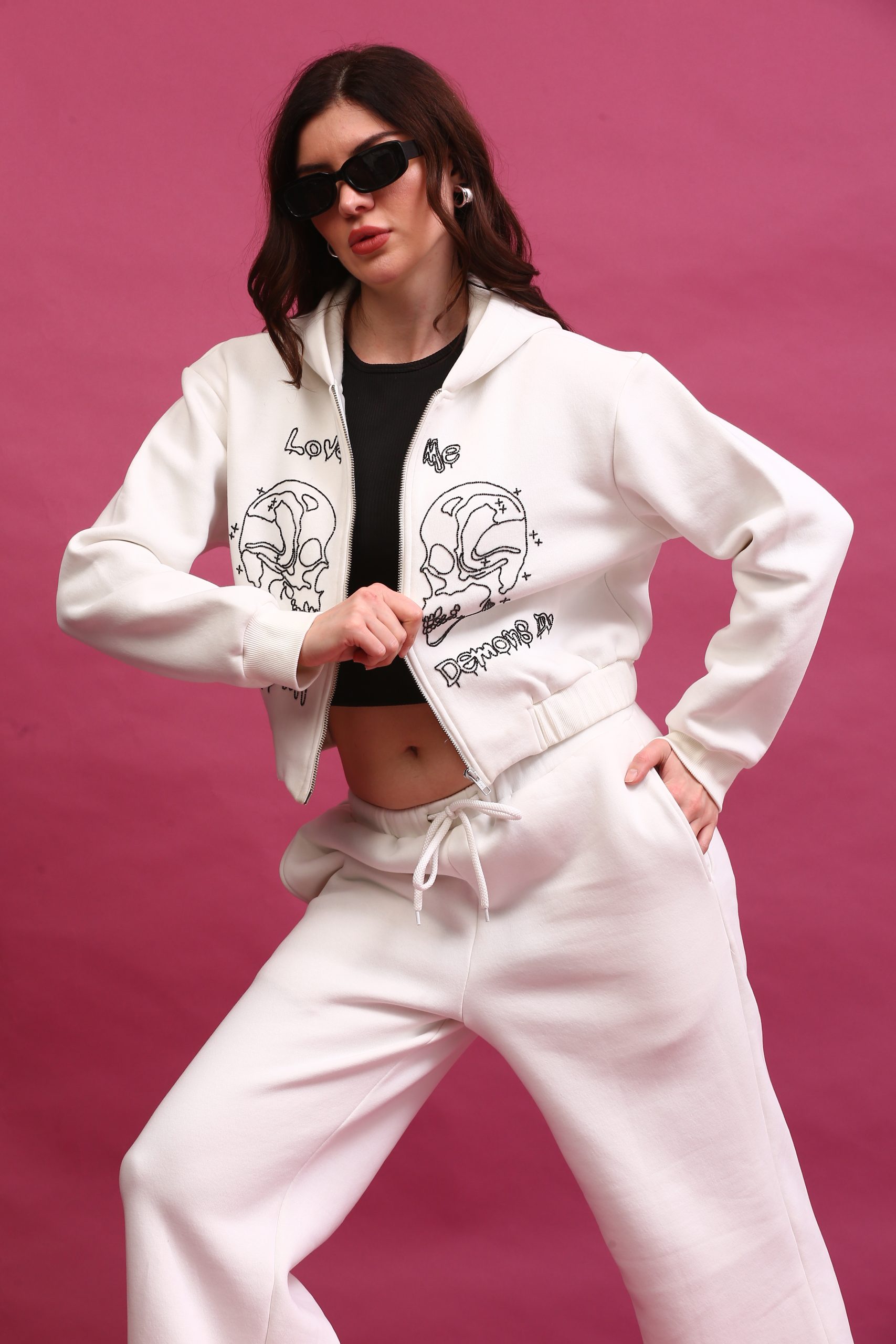 Amelia Women Embellished Skull Hoodie view 3