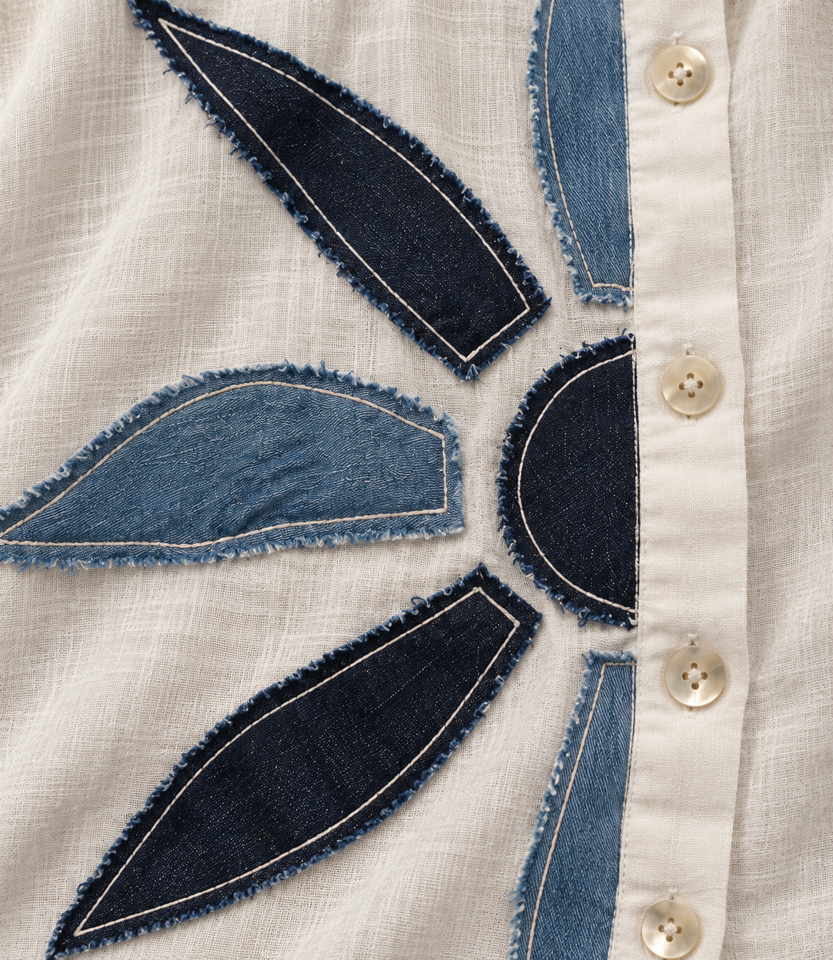 Elara Women’s Denim Patchwork Linen Shirt view 4