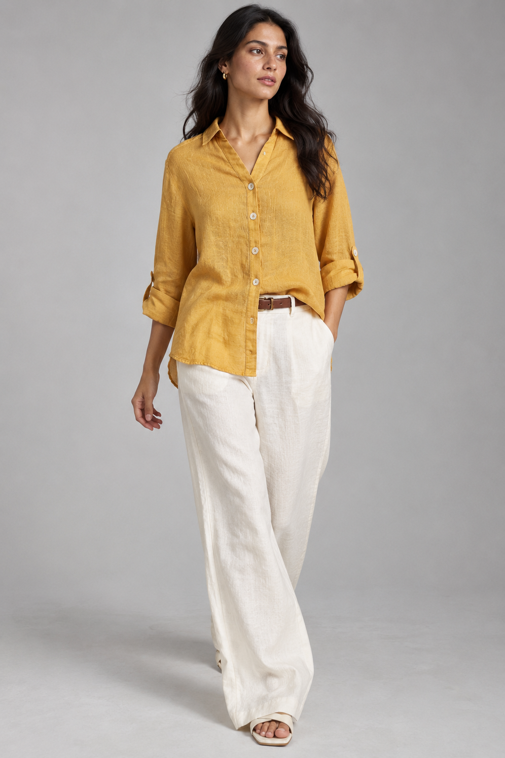 Lightweight Pure Linen Button-Down Shirt