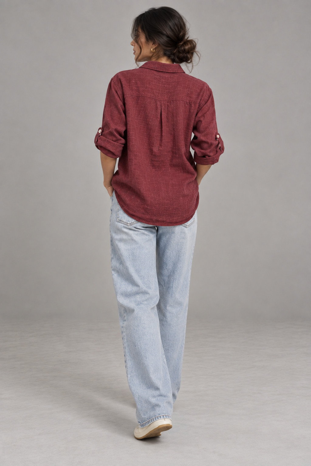 Deep Wine Pure Linen Shirt for Women view 2