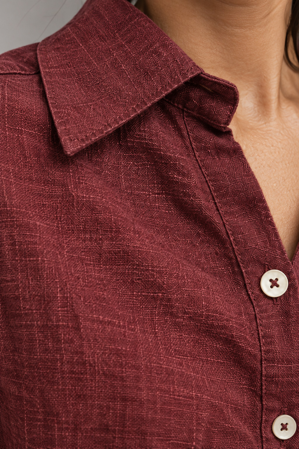 Deep Wine Pure Linen Shirt for Women view 3