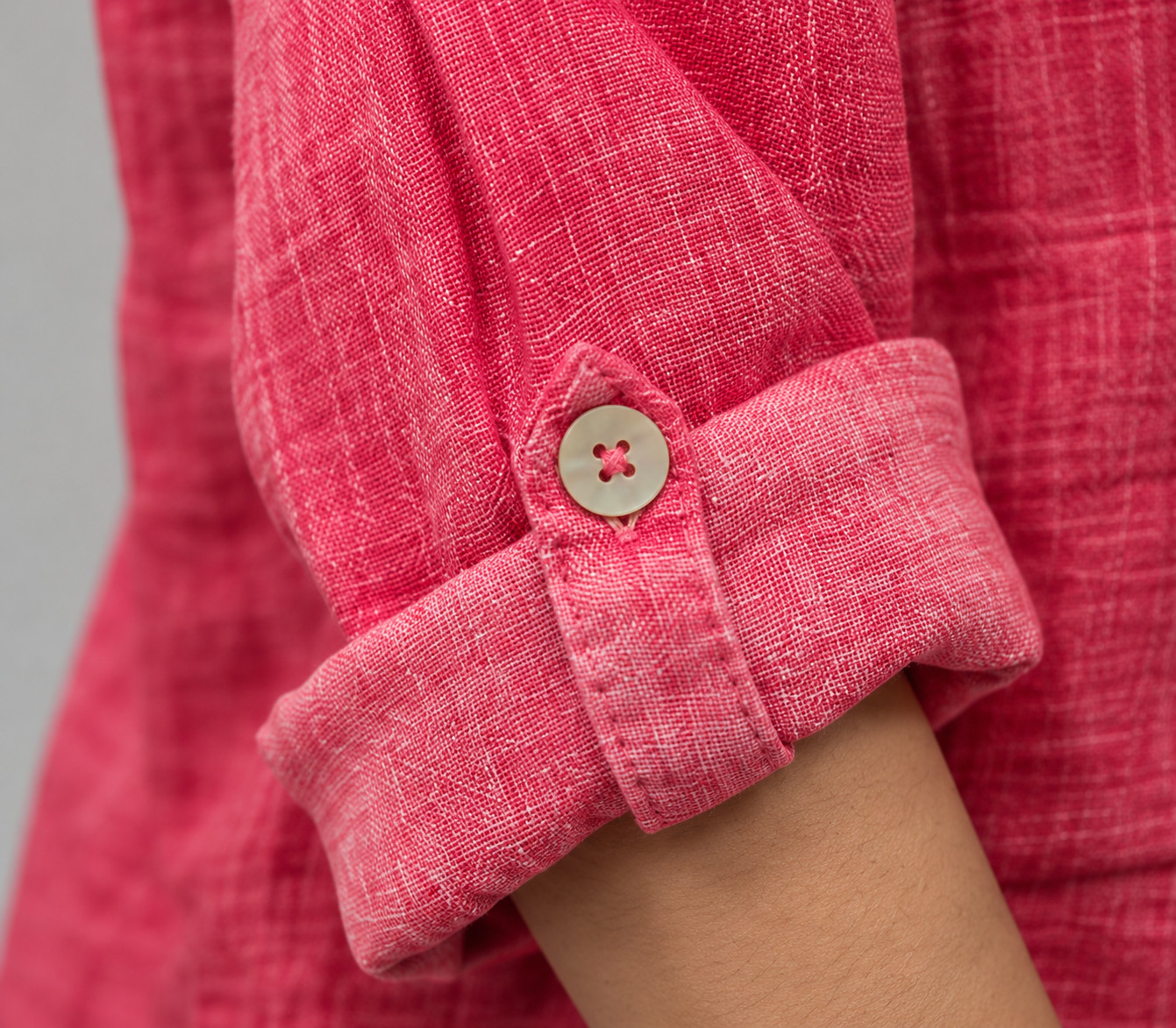 Fuchsia Pink Boyfriend Fit Linen Shirt for Women view 6