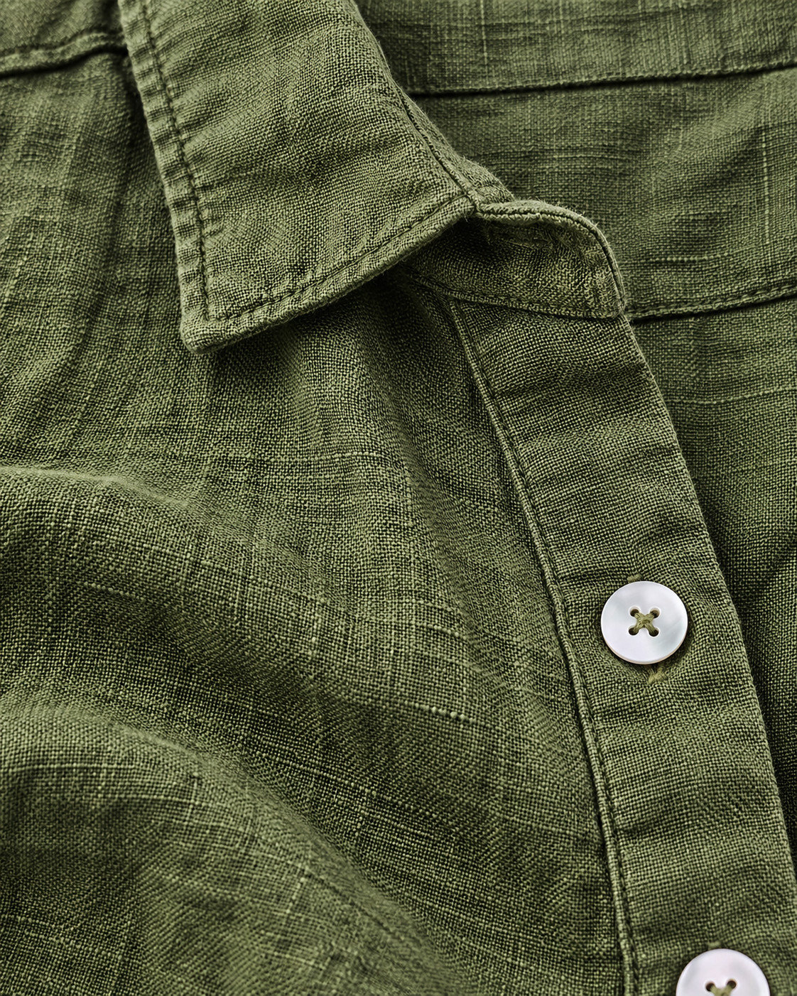 Olive Green Oversized Linen Shirt for Women view 3